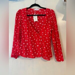 NEW MNG button up blouse flirty romantic floral size 4